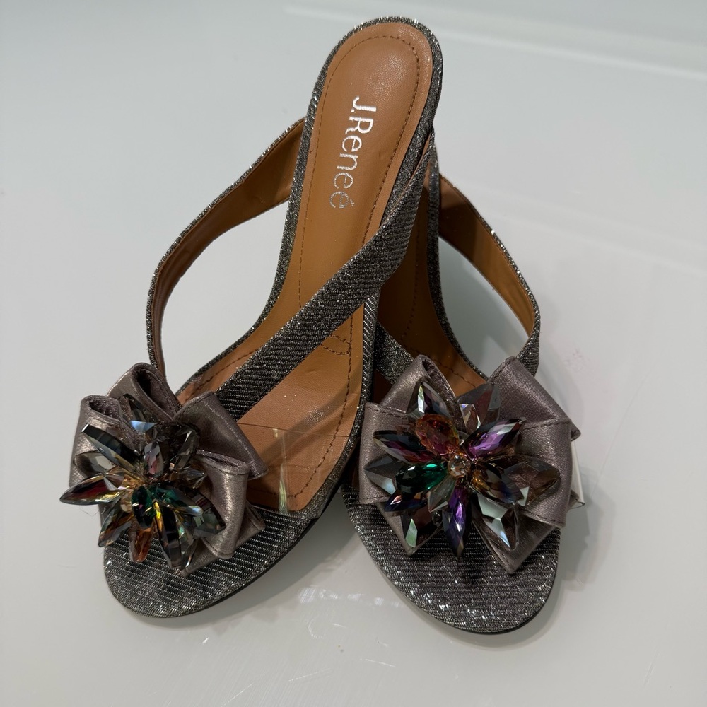 New J.Renee Crystal Embellished Slingback Heels – Silver, Size 8.5M - Picture 4 of 6